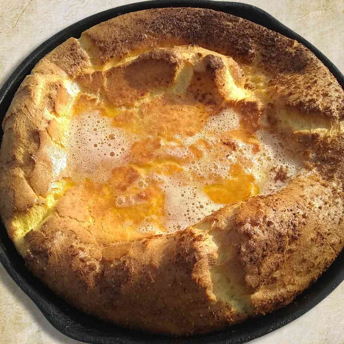 Dutch baby in a cast iron pan