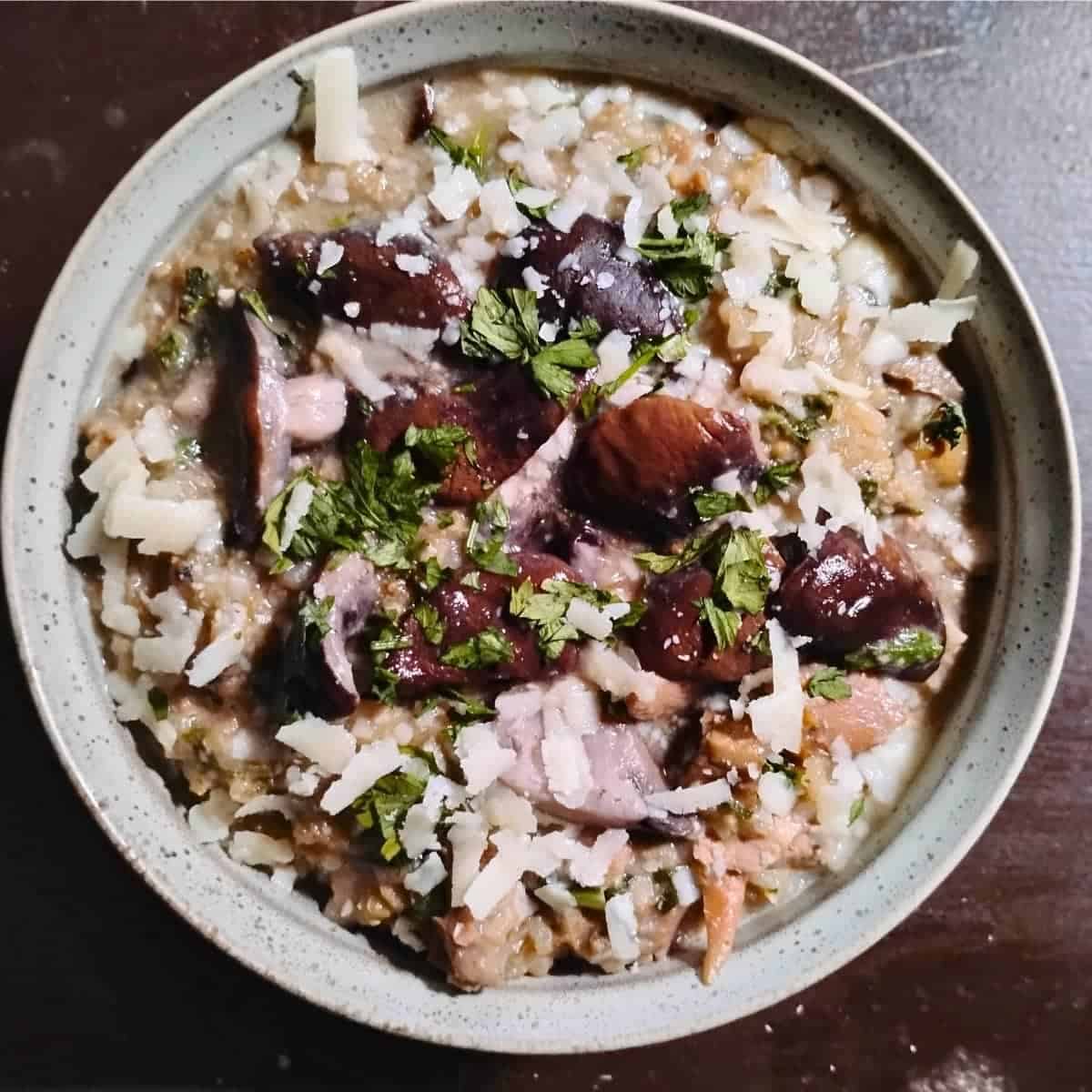 bowl of mushroom risotto