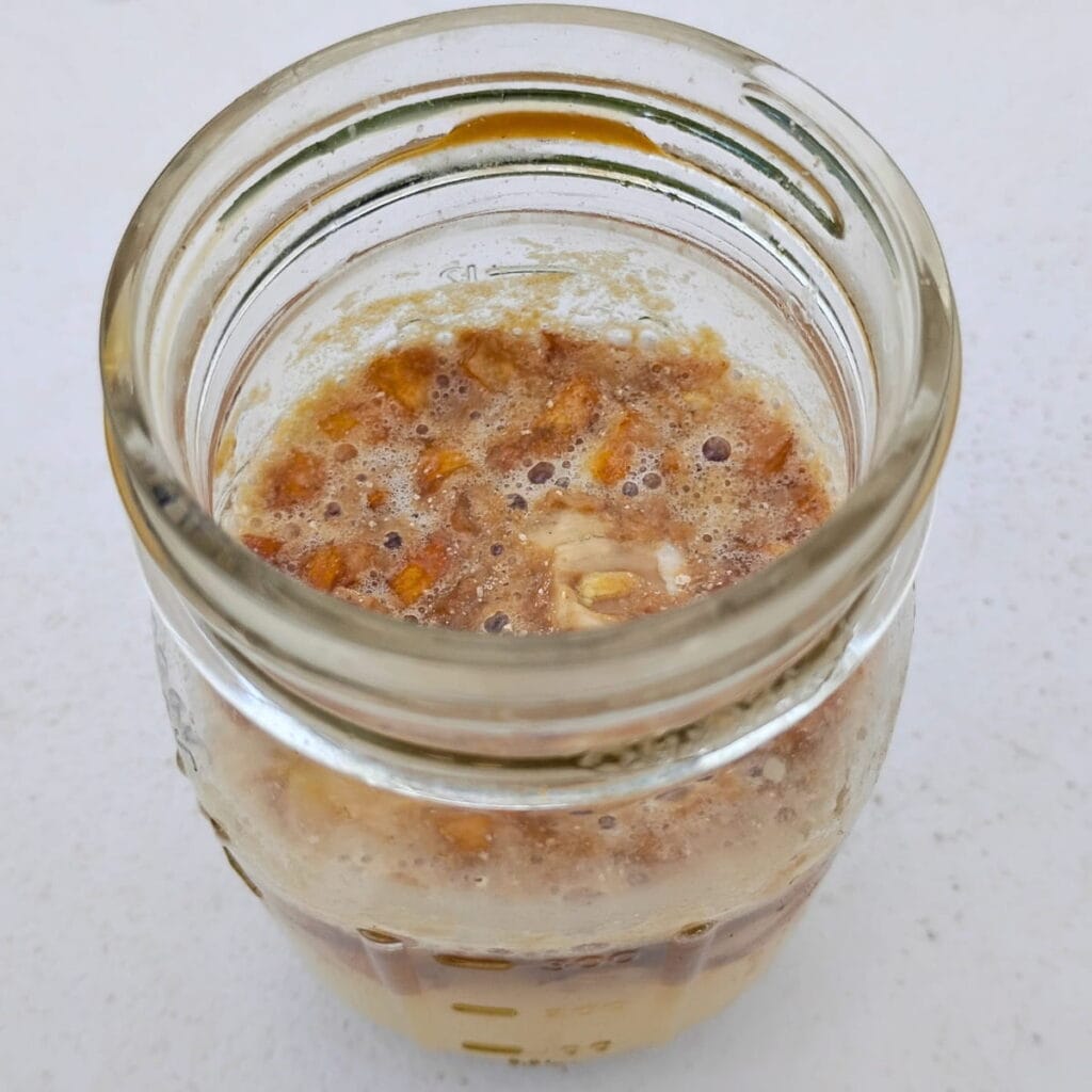 Dandelion bug starter culture in a jar