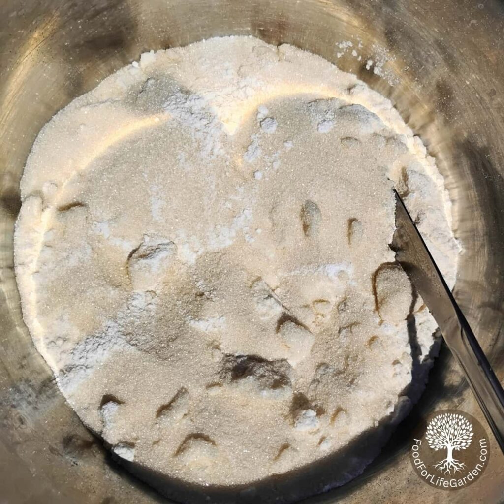 flour and sugar in a bowl