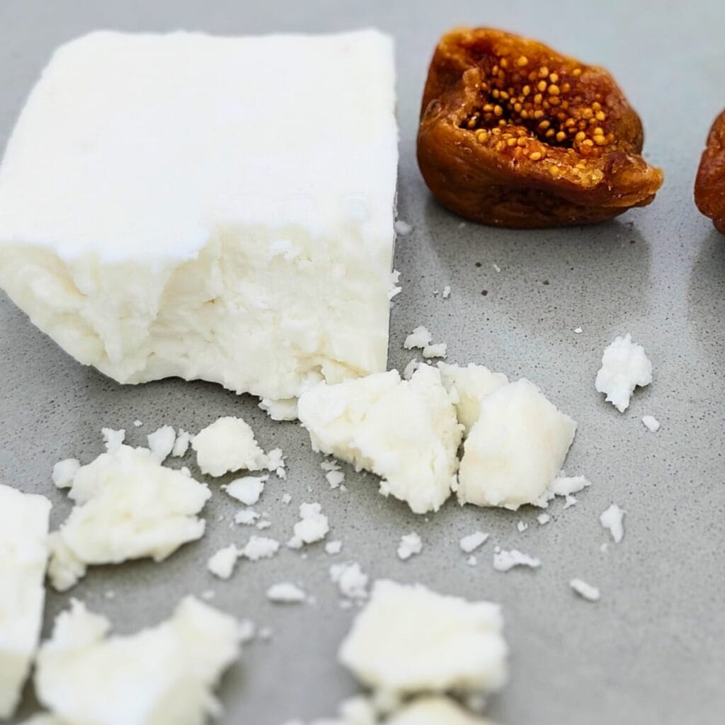 Bulgarian Sirene feta white cheese on a plate