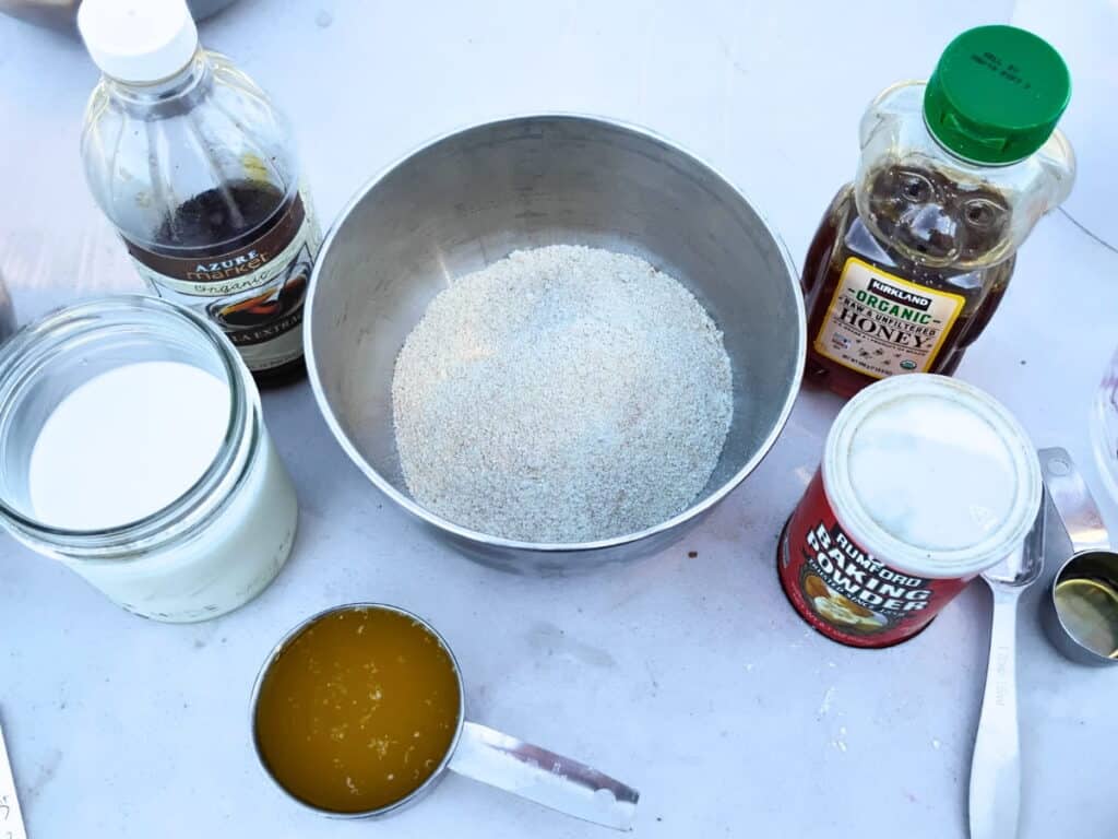 ingredients for baking a blackberry cobbler.