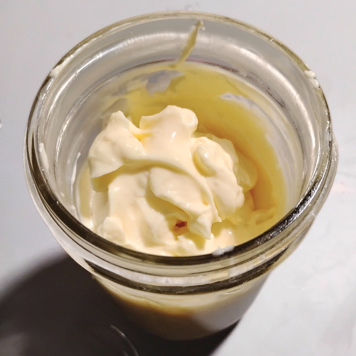 homemade fermented mayonnaise in a pint jar