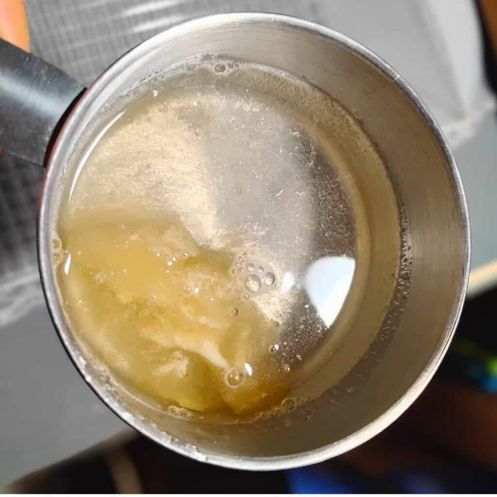 photo shows melting of the gelatin.